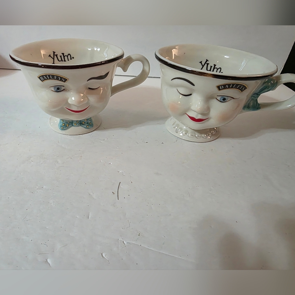 Vintage Bailys Yum Cup Set Man Woman